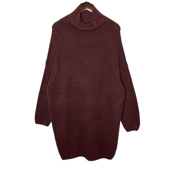 Aerie Wool Alpaca Turtleneck Sweater Dress in Maroon, size Large - Picture 1 of 4